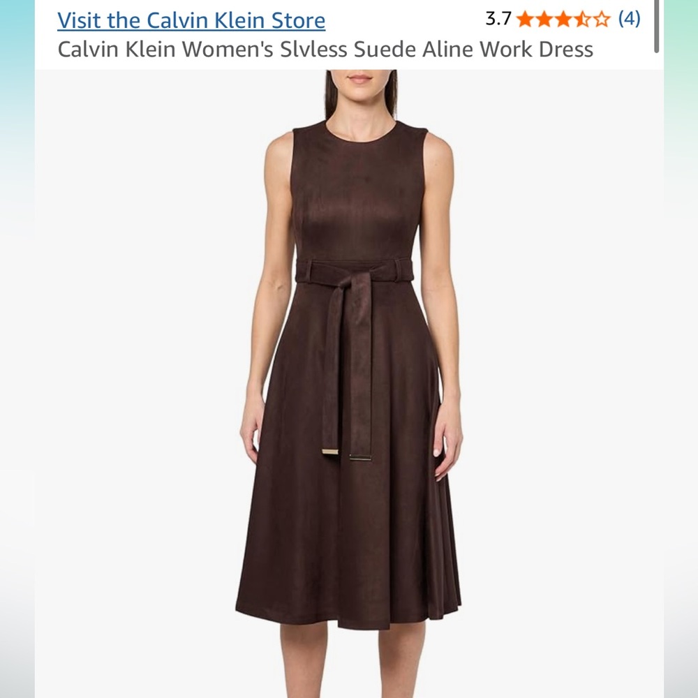 Calvin Klein Women's Brown Suede A-Line Dress